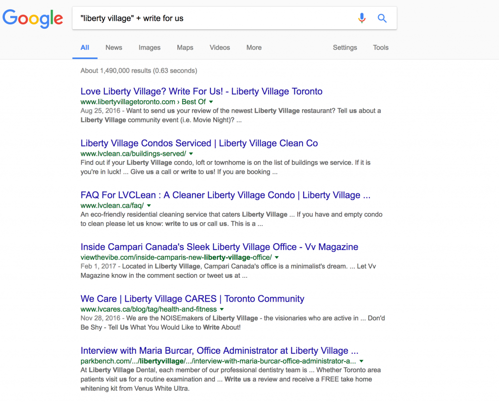 Liberty Village Write For Us Google Query example