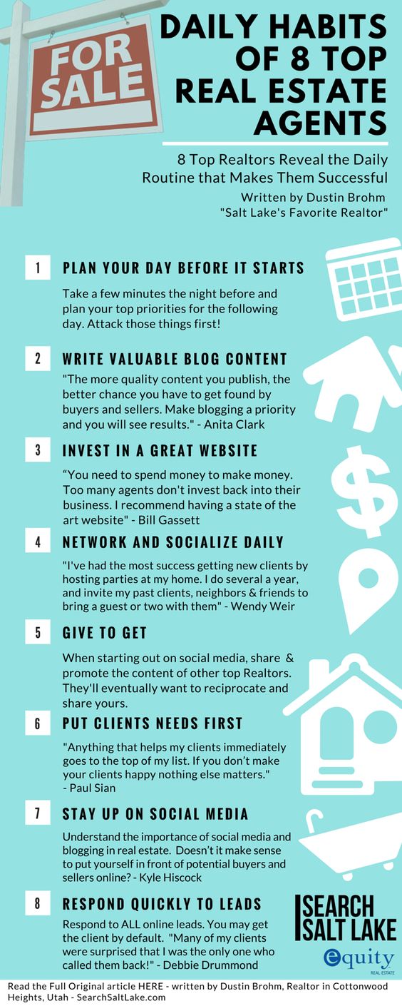 daily habits of successful realtors infographic