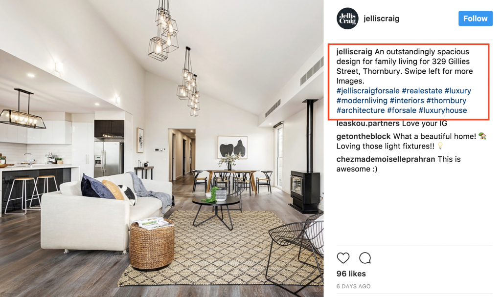 Instagram post example for real estate professional