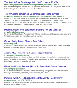 Real Estate SERP Page