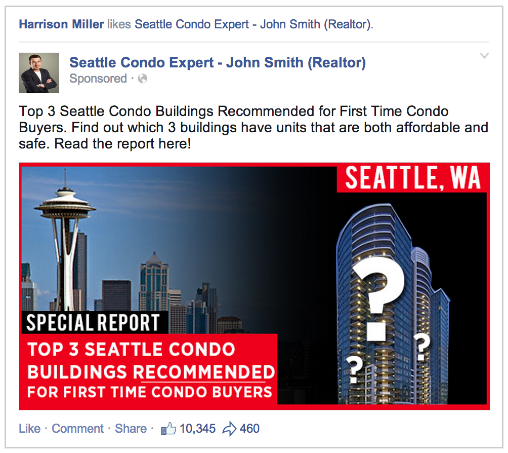 Seattle Condo Facebook Ad Example