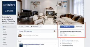 Sotheby's Canada Facebook Page Call To Action