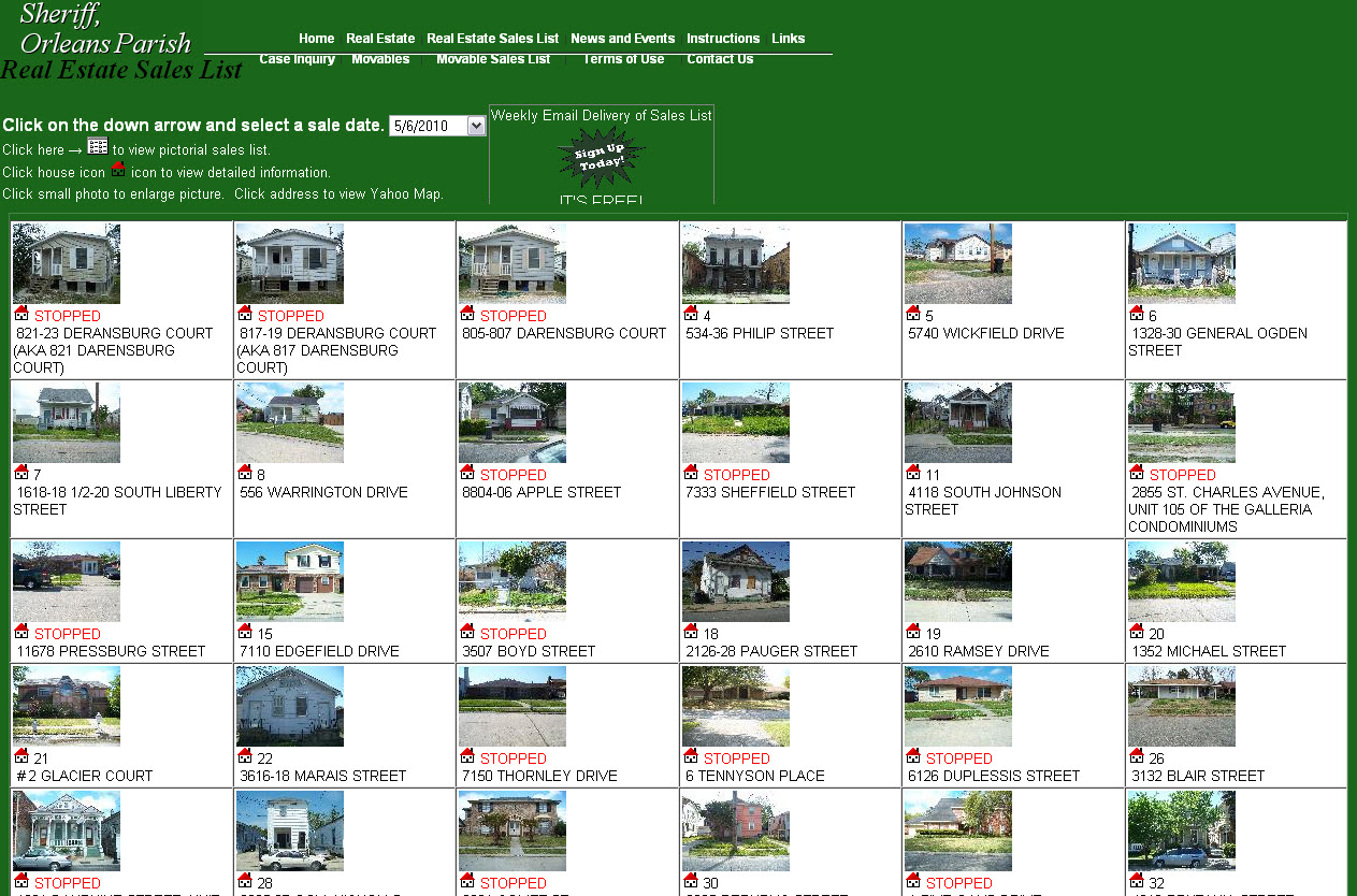 listings on a real estate website