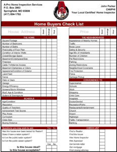 home buyer check list