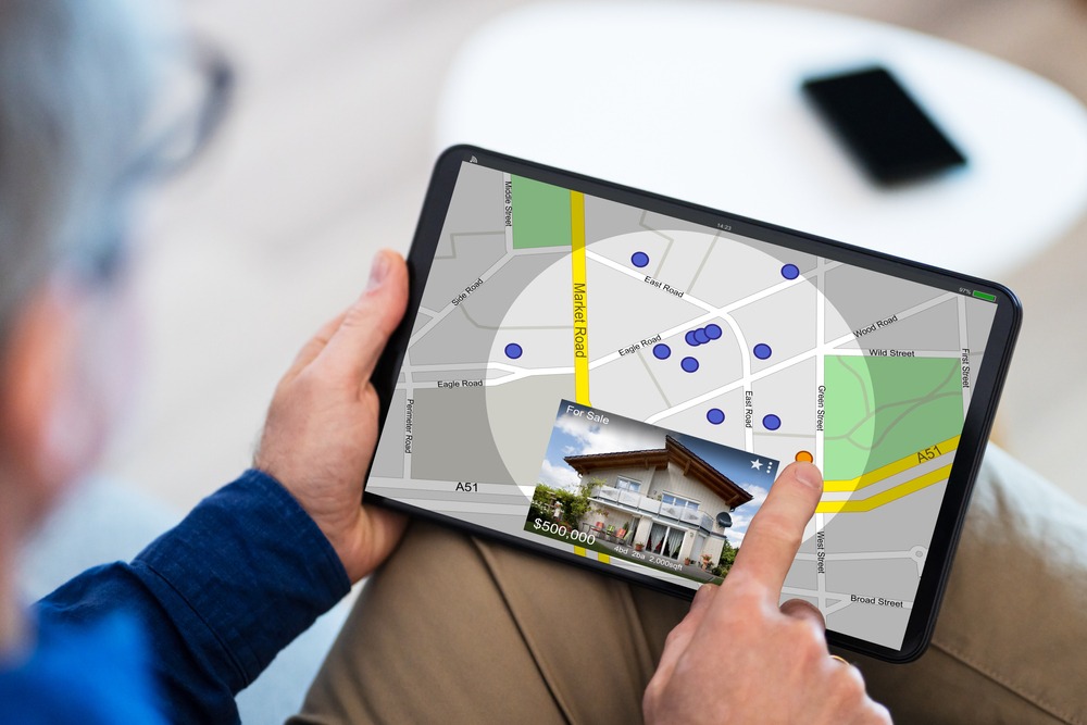 real estate property listing viewed on a tablet