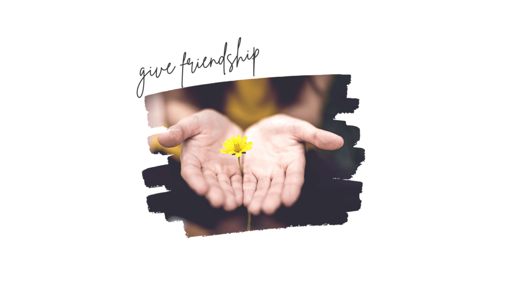 Gift giving in real estate is about friendship. This is represented by two outstretched hands gifting a flower