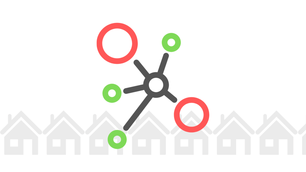referral real estate agent business, represented by a connection icon and houses